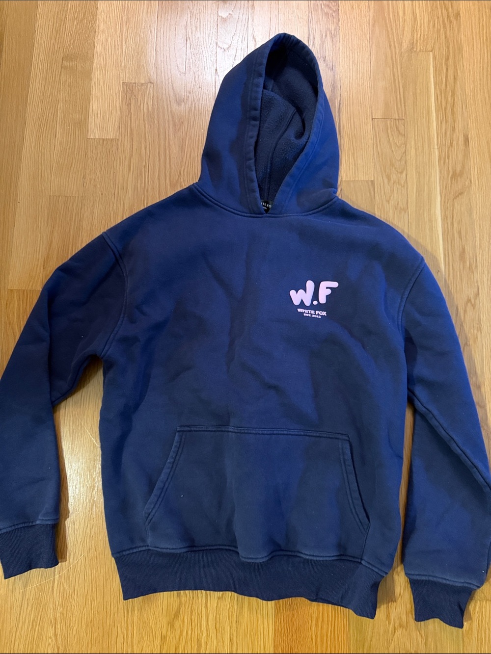 Navy Pullover Hoodie - White Fox